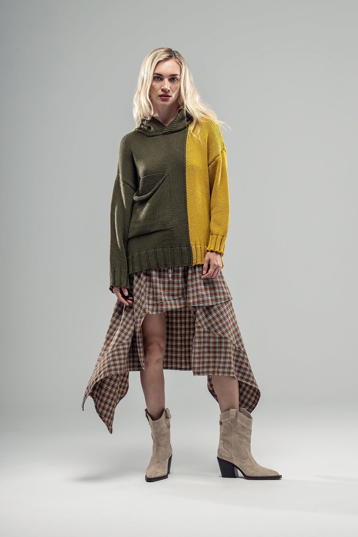 Khaki Mustard Knit Sweater 20022