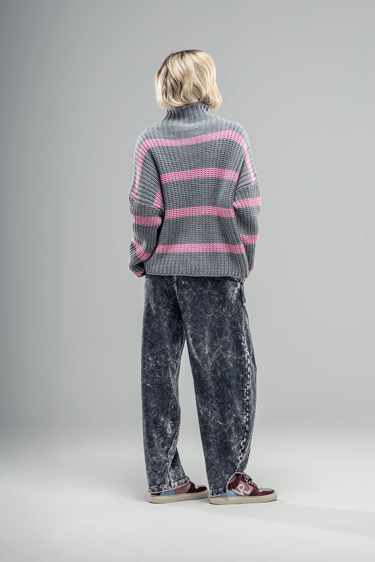 Grey Pink Knit Sweater 20030