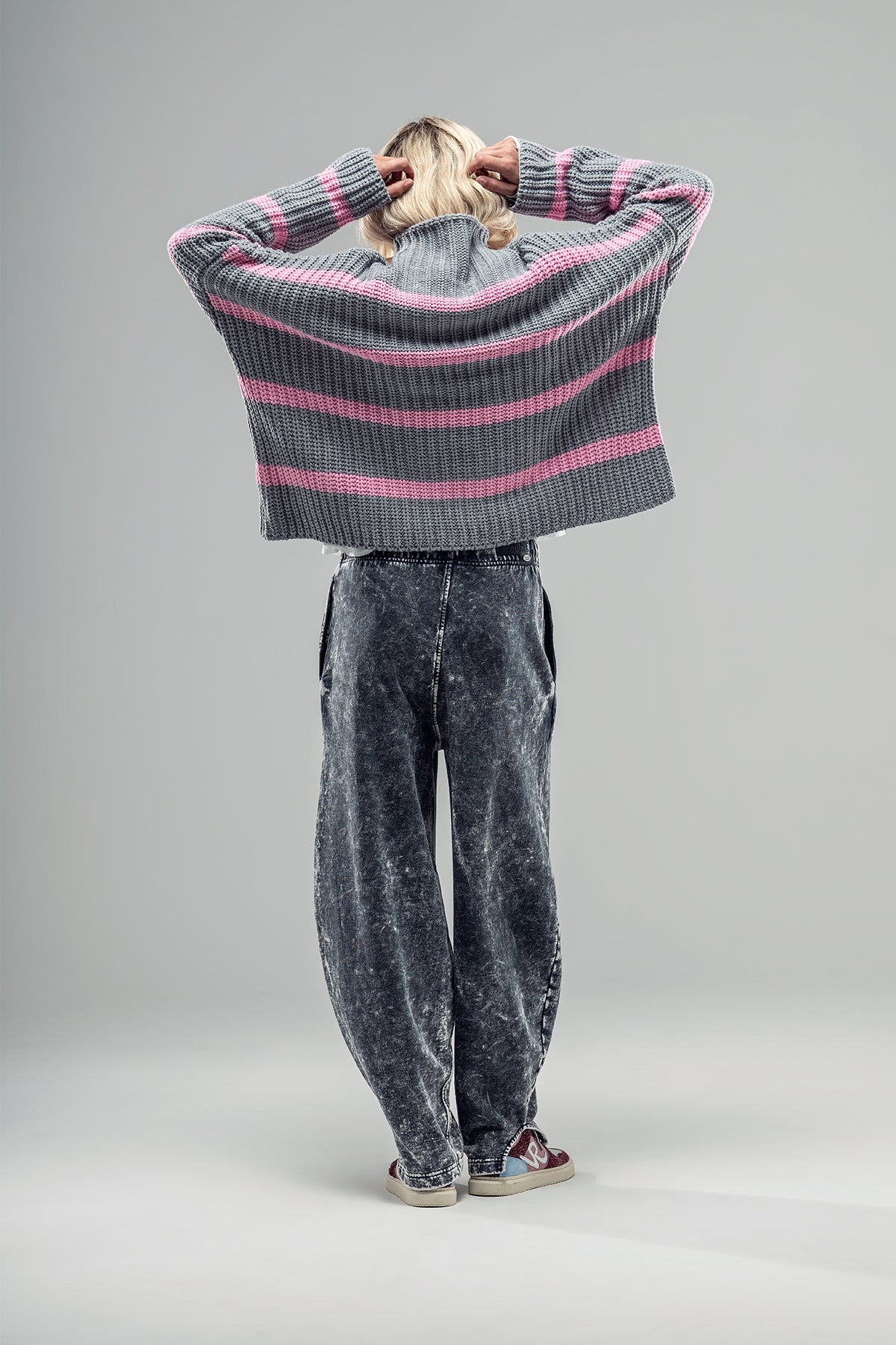 Grey Pink Knit Sweater 20030