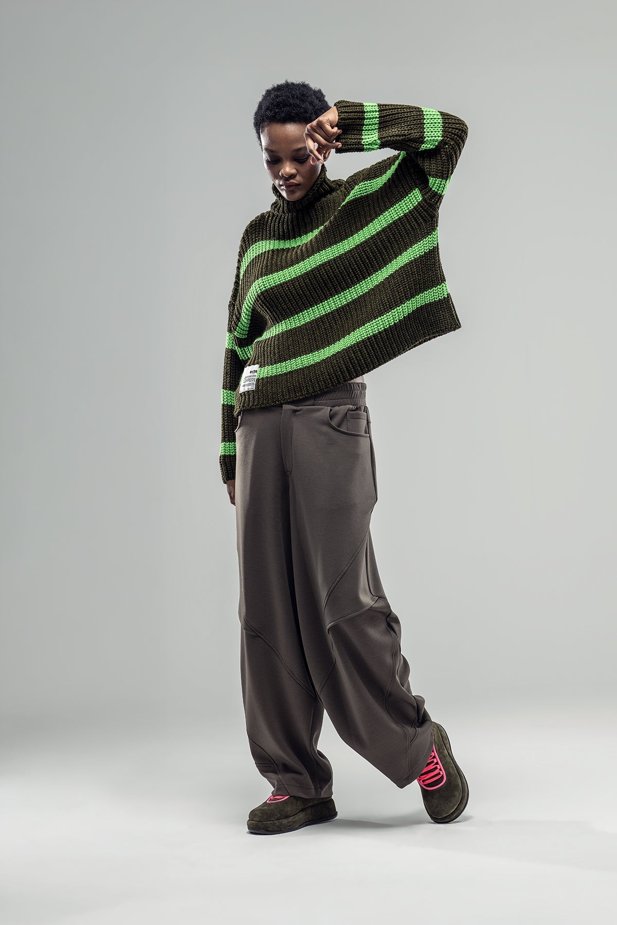 Khaki Melange Green Knit Sweater 20030