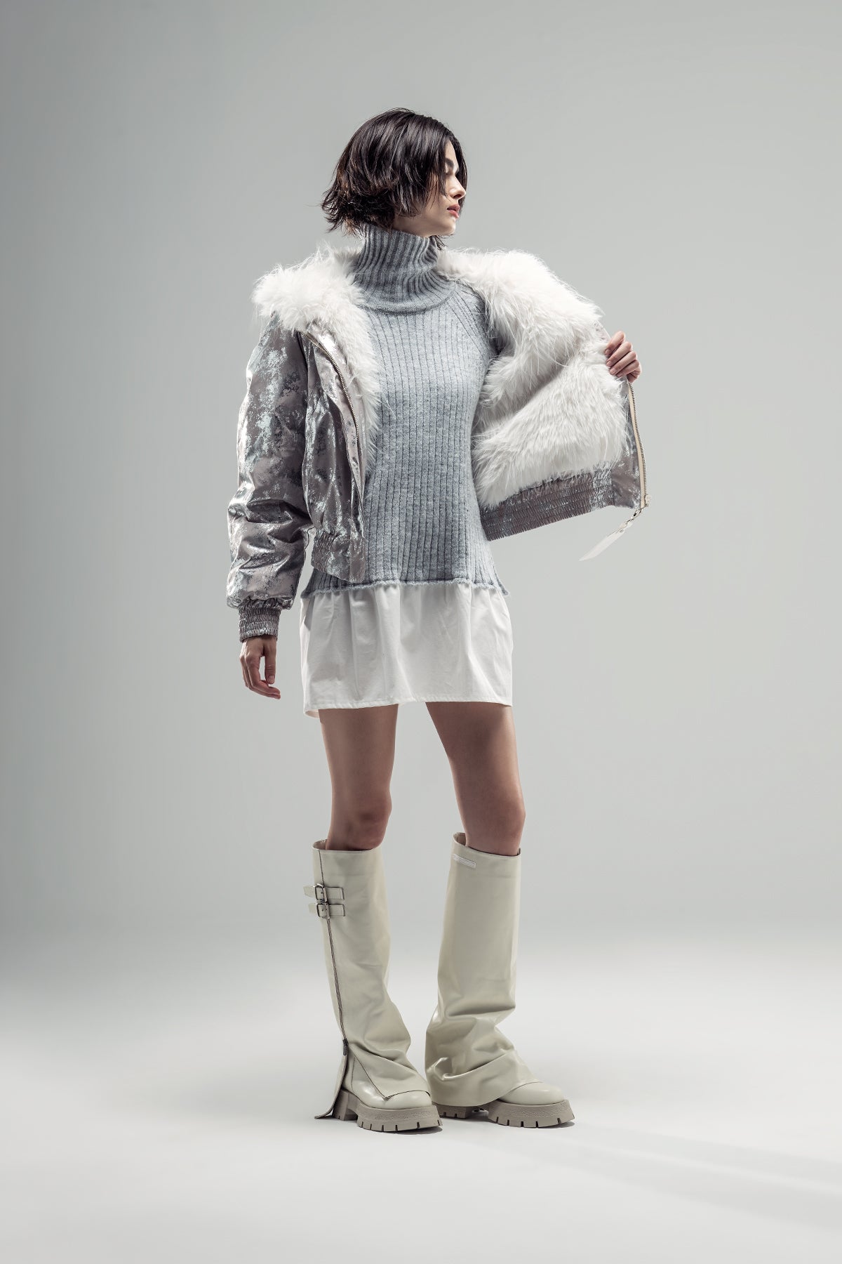 Silver Beige Blouson 20240