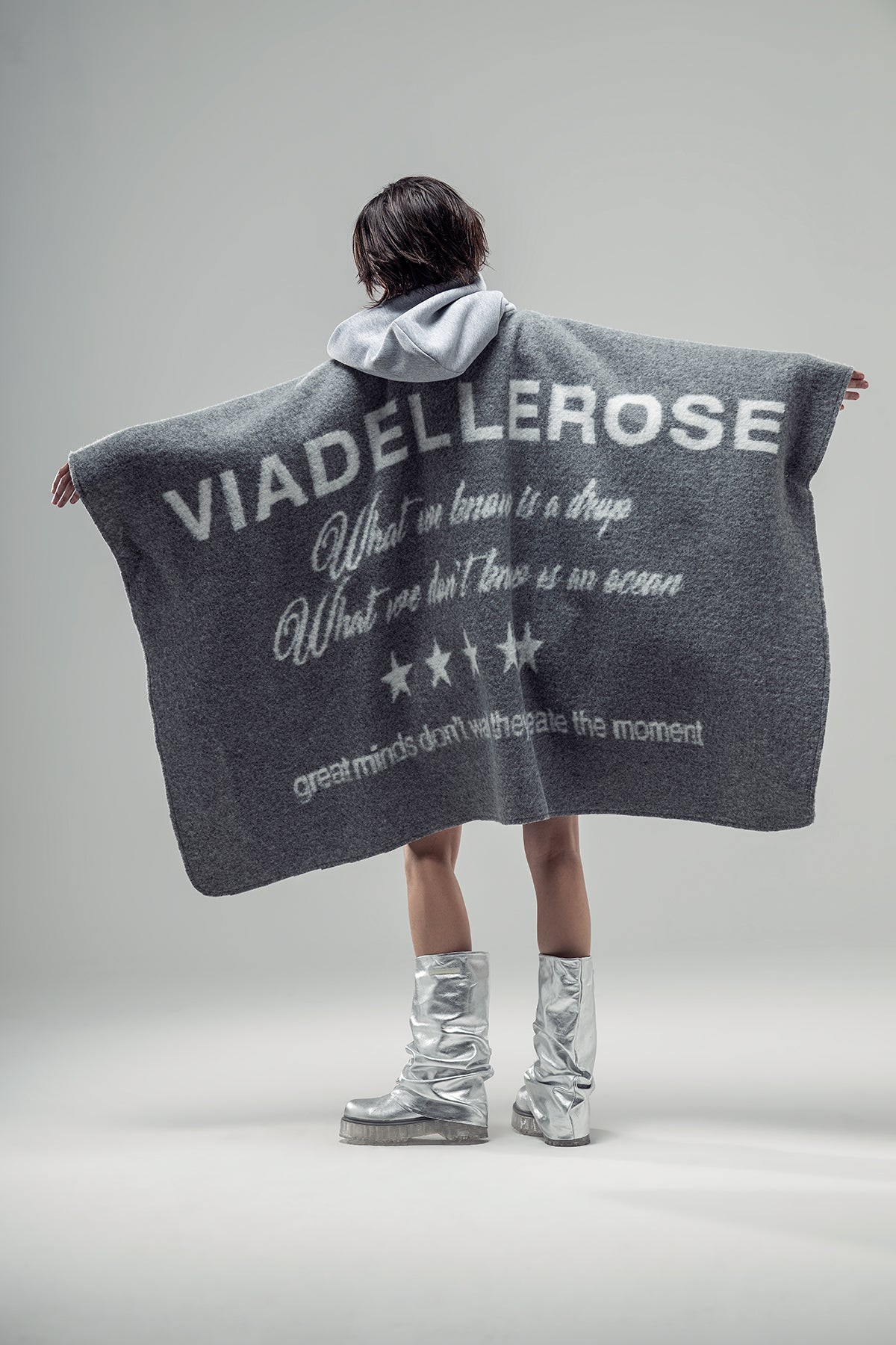 Grey Melange Poncho 20327